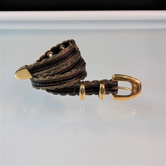 Fashion Dress Belt Mesh And Leather Skinny - Picture 2 of 9